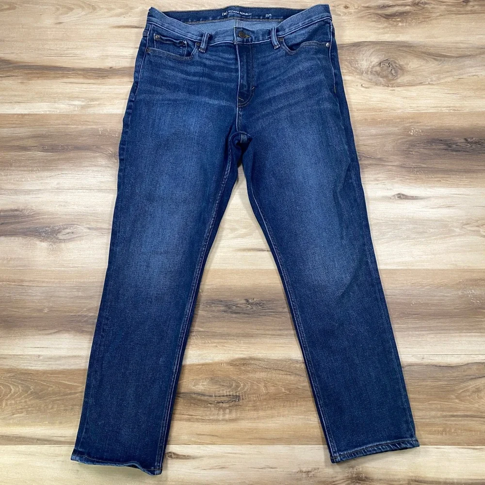 Banana Republic Jeans Men 34x30 Slim Fit Cotton Tencel Stretch Dark Wash Classic